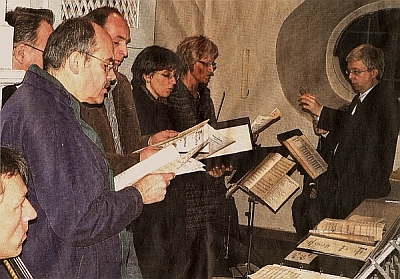 Musiker während des Vespergottesdienstes