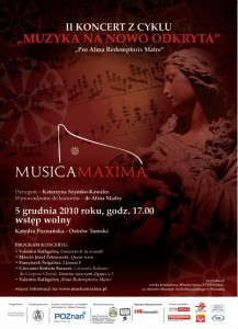 Plakat zum Konzert von Musica Maxima am 5. Dezember 2010