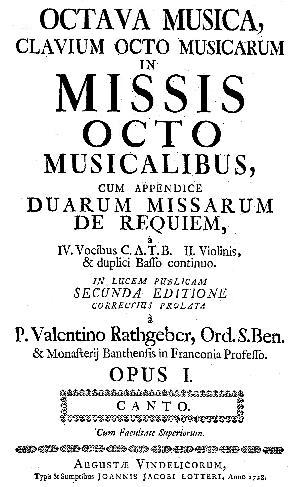 Deckblatt zur Canto-Stimme von Opus I, Zweitauflage von 1728